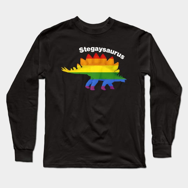 Stegaysaurus - Rainbow LGBTQ Dinosaur Long Sleeve T-Shirt by CottonGarb